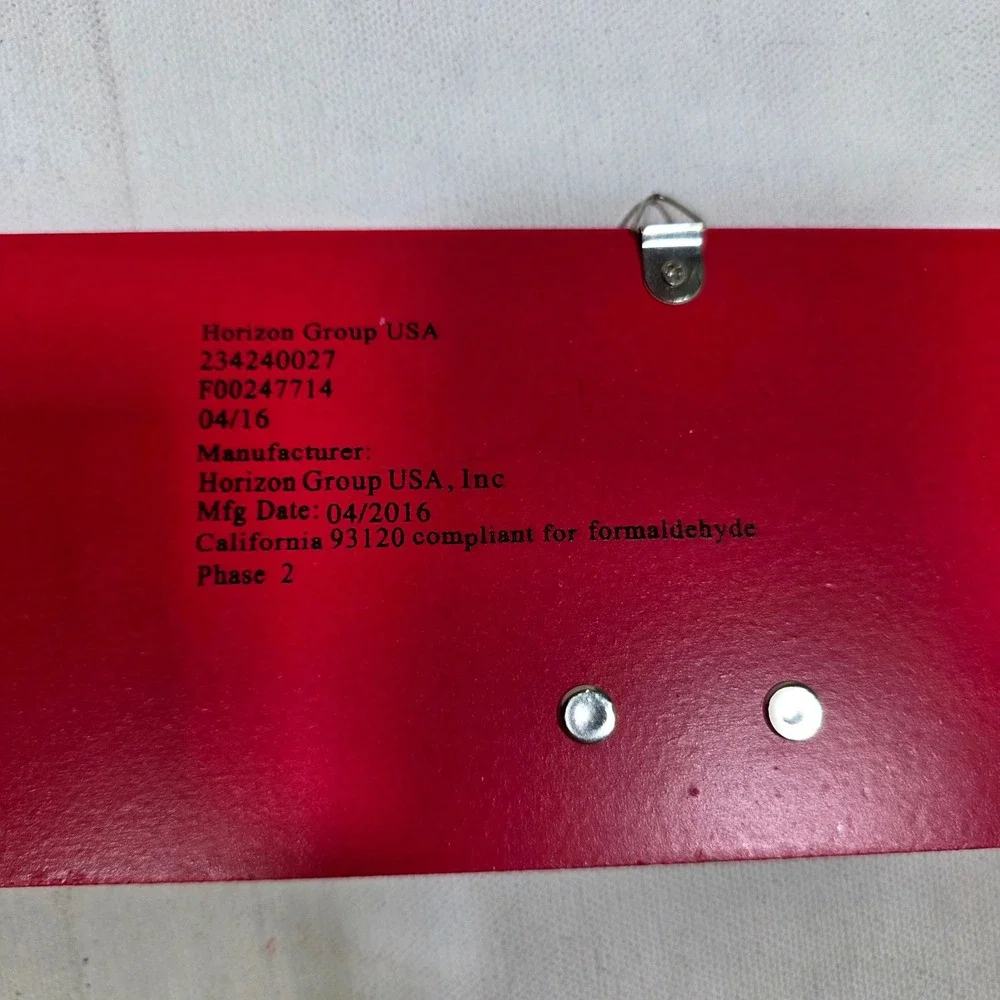 Horizon Group USA Apple Wall Clip Board Red Wood Photo Memo Display 18x4 Decor
